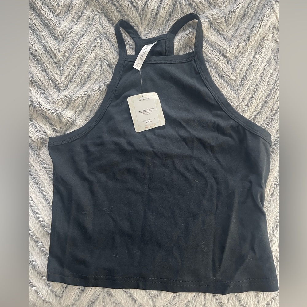 Fabletics Black Tank Top Fitted Style High Neck